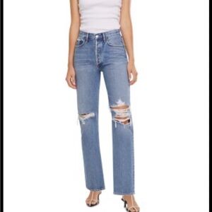 Agolde Women’s Distressed Straight Leg Jeans
